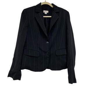 Loft Black Pin Stripe Classic Womens 2 Button Blazer Jacket Womens 4 Academia
